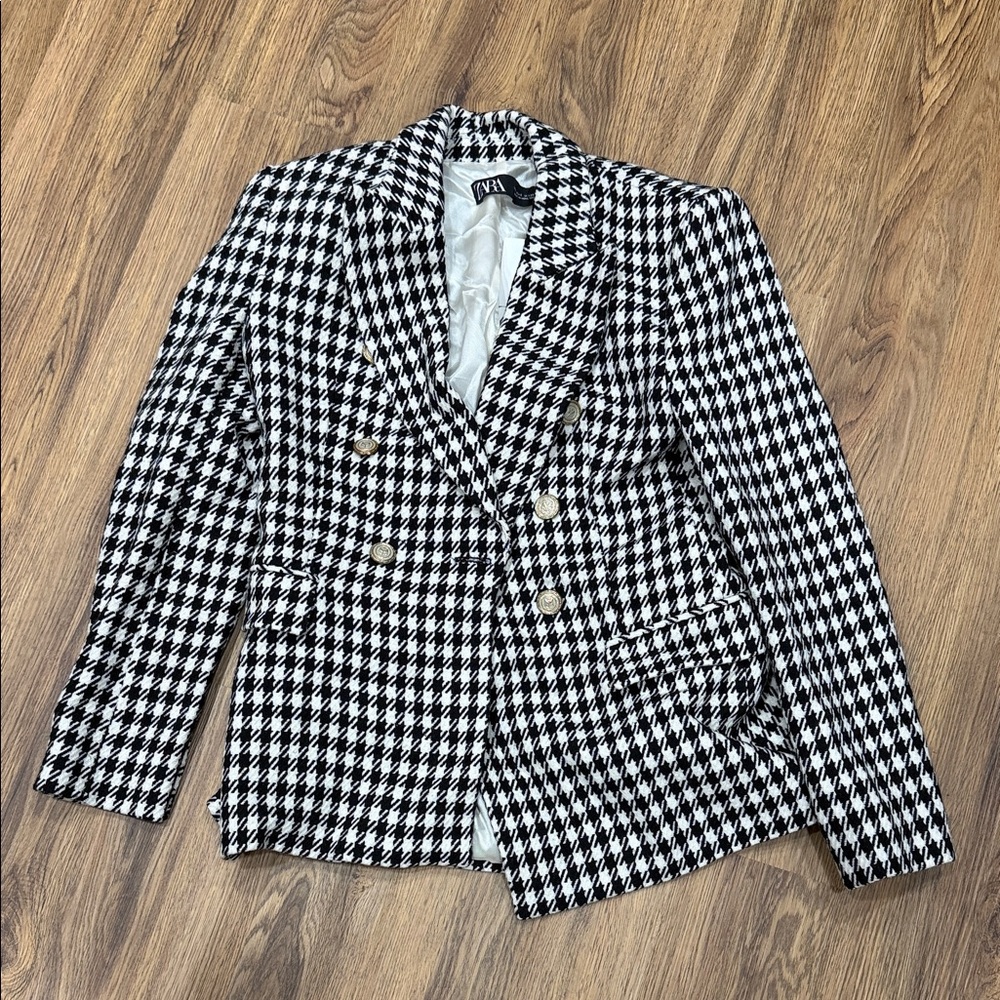 Zara Monochrome Houndstooth Blazer